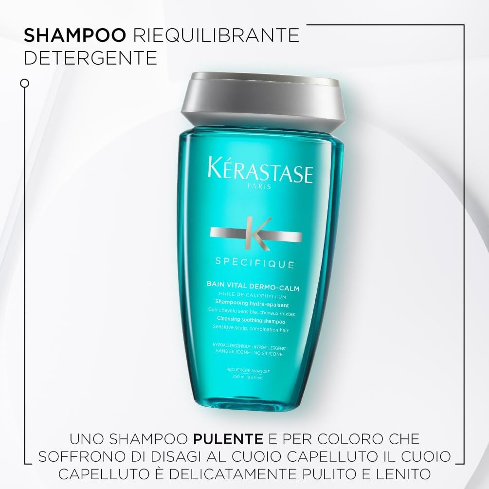 Kérastase, Spécifique Dermo-Calm, Shampoo Idra-Lenitivo, Per Cuoio Capelluto Sensibile, Bain Vital, 250 ml