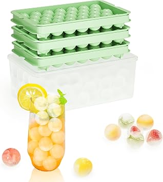 3-Pack BPA-Free Ice Cube Tray with Lid & Box - 99 Pcs 2.2cm Round Ice Balls, Ideal for Chilling Drinks