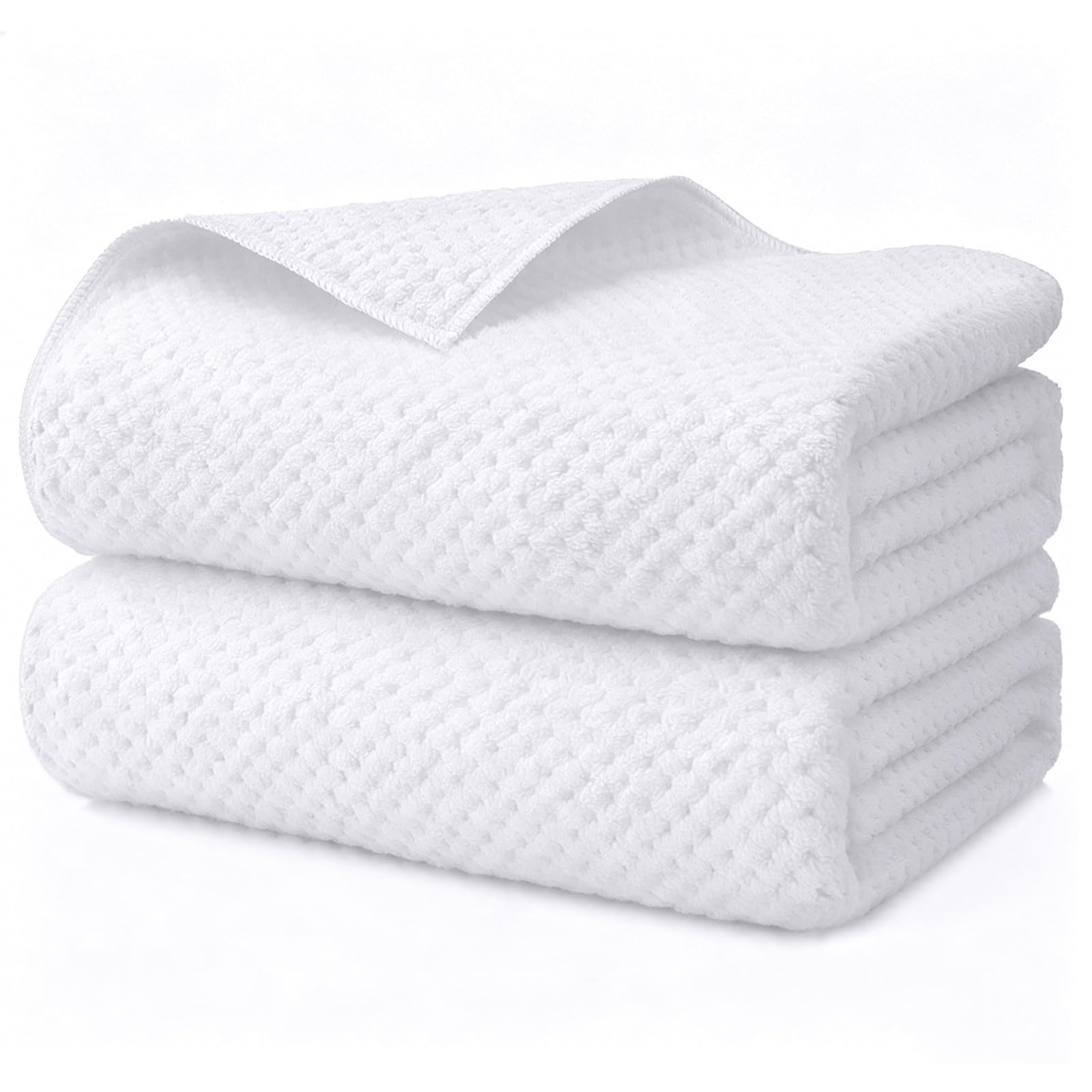 HOMEXCEL Bath Sheets Towels Set Pack of 2 (35 x 70 Inches), Ultra Soft Bath Towels for Bathroom, Lightweight and Quick Drying Towel for Body, Yoga, SPA, Fitness, White