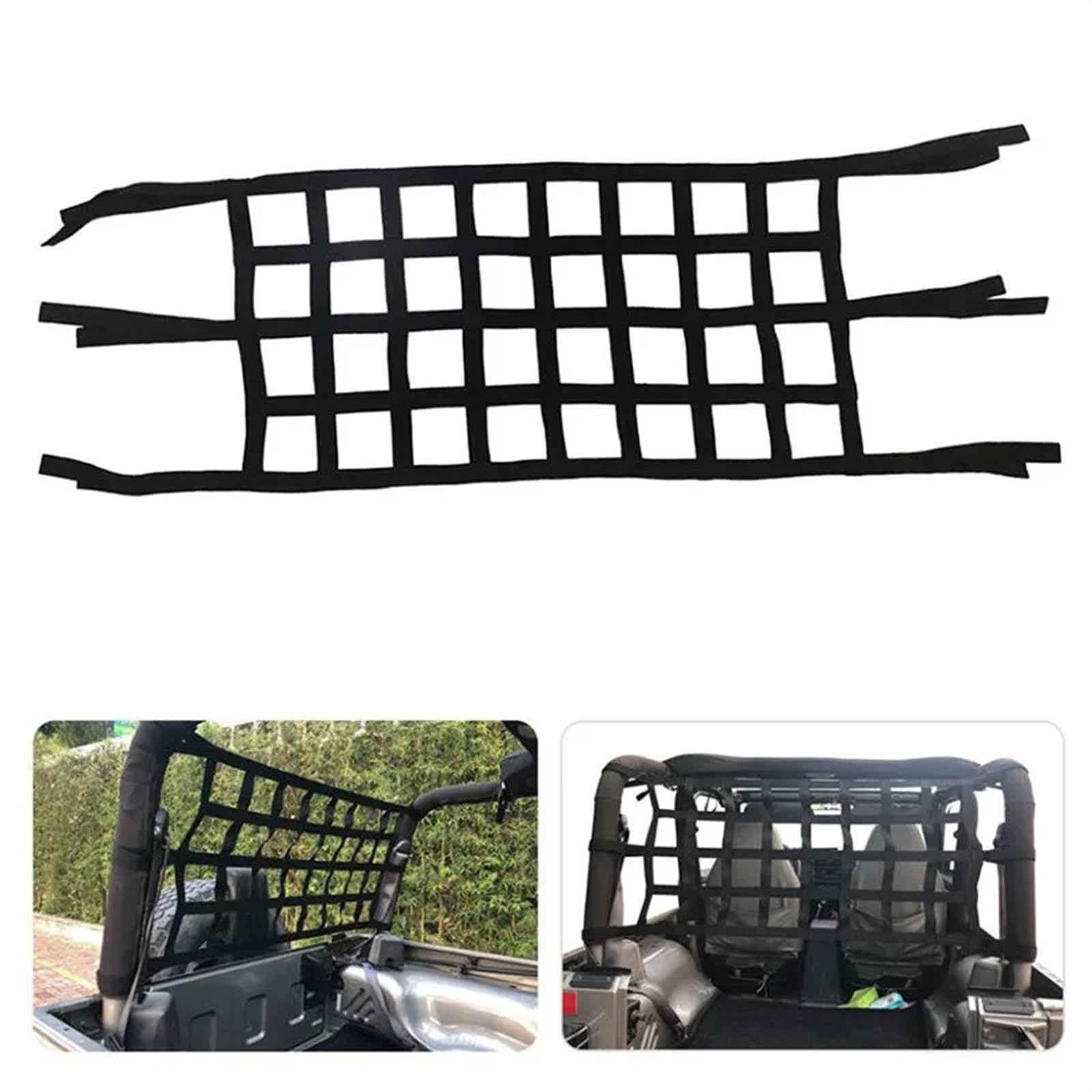 Porte-Bagages Voiture Filet Chargement pour Fenêtre Arrière Filet Rangement Supplémentaire pour Hamac pour Jeep pour Wrangler JL JK TJ YJ Barres de Toit