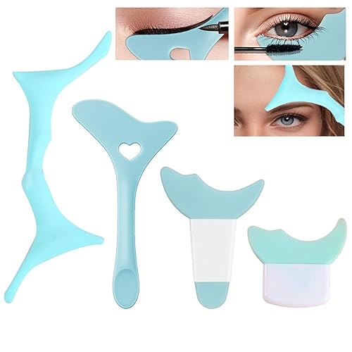 4 plantillas todo en uno para delineador de ojos, puntas de alas, deflector de sombra de ojos, protector de pestañas de rímel + ayuda de silicona disponible en Yaxa Peru