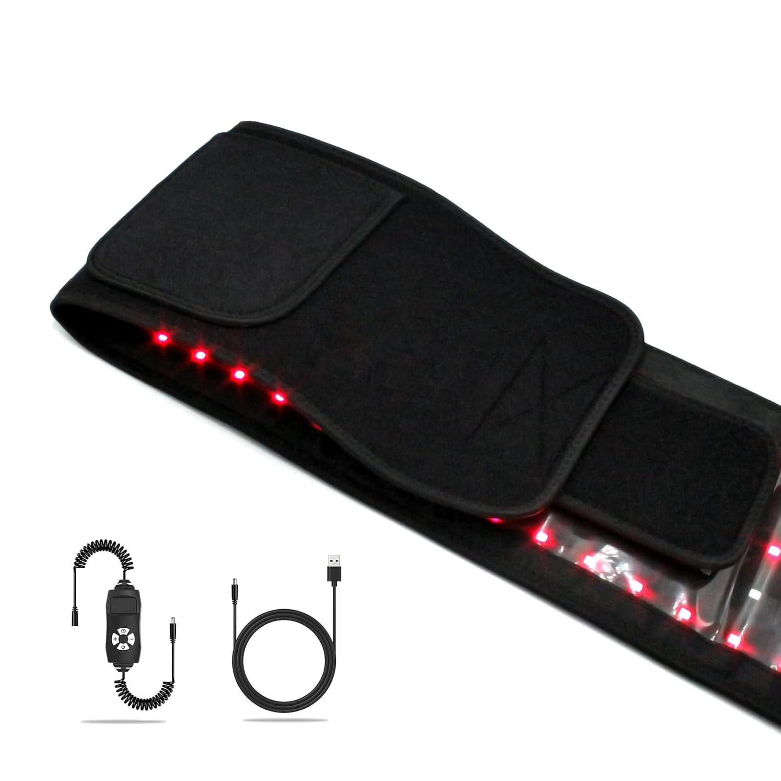 Red Light Belt - 660nm & 850nm Infrared Light for Legs, Back, Waist, Shoulders, Neck - Portable, Lightweight Wrap Device with Timer Settings for Women, Men(Black)