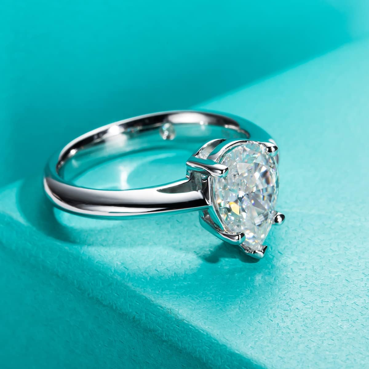 AnuClub Cushion/Emerald/Pear Moissanite Engagement Ring, D Color 925 Sterling Silver, Eternity Wedding Promise Anniversary Band Rings for Women - Image 3