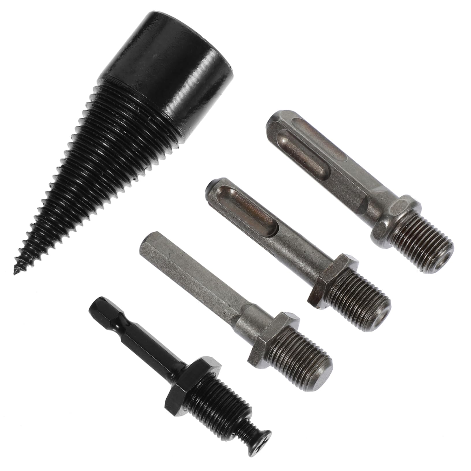 ifundom 2 Set Manufatto Di Legna Da Ardere Coni Per Punte Da Trapano Per Legno Cono Della Punta Del Trapano Punta Da Carpentiere Spaccalegna Black Acciaio Al Carbonio 5 Pezzi*2