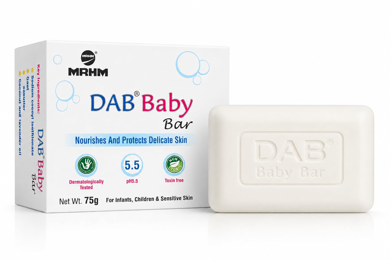 DAB Baby Bar 75g | pH 5.5 Gentle Bath Soap | Mild Cleansing Bar for Soft, Smooth & Healthy Looking Skin (Pack of 1)-image-47