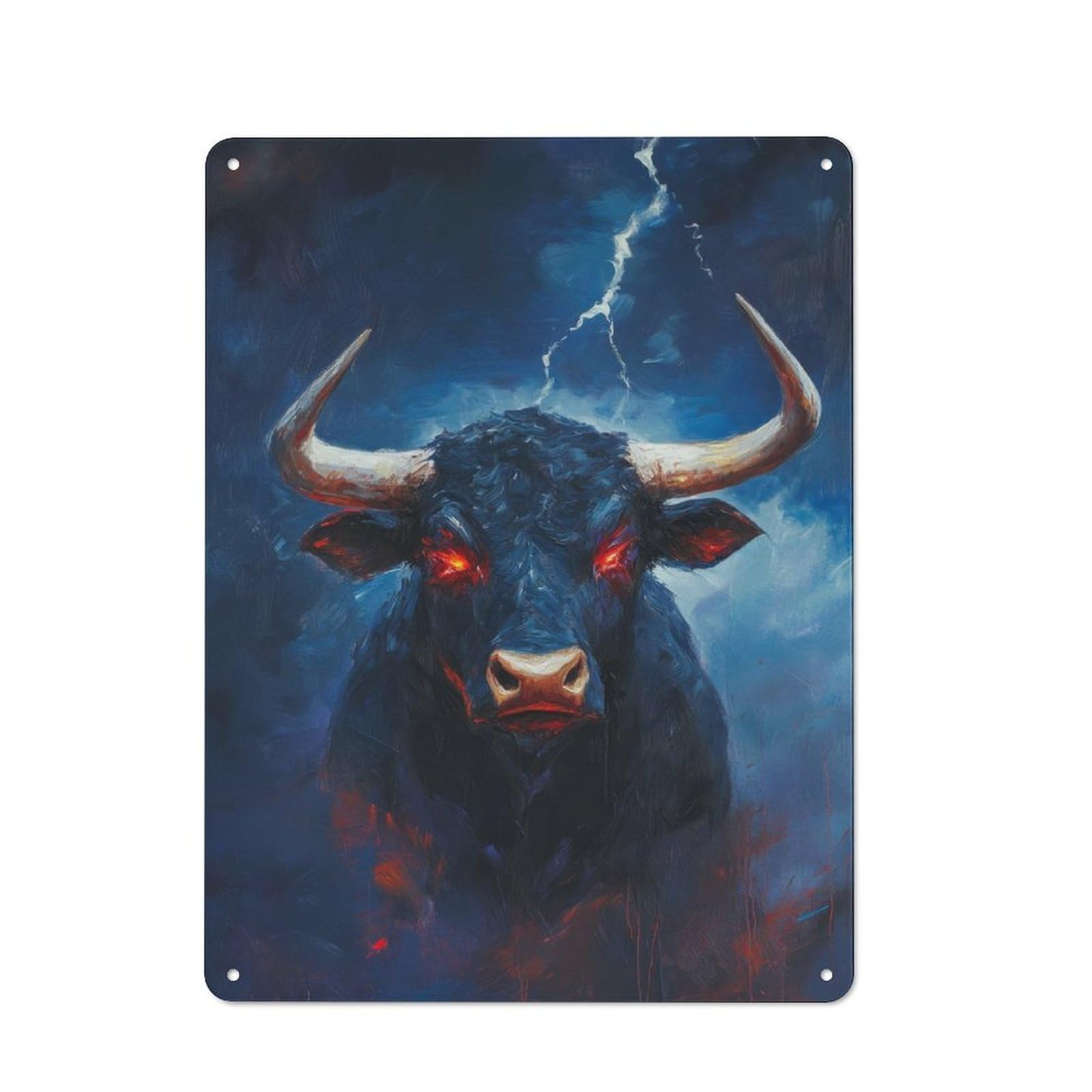 Junmoney Thunderous Bull Retro Metal Wall Sign 40X30cm With For Living Room Wall, Housewarming Wall Decor For People Furnishing Living Room