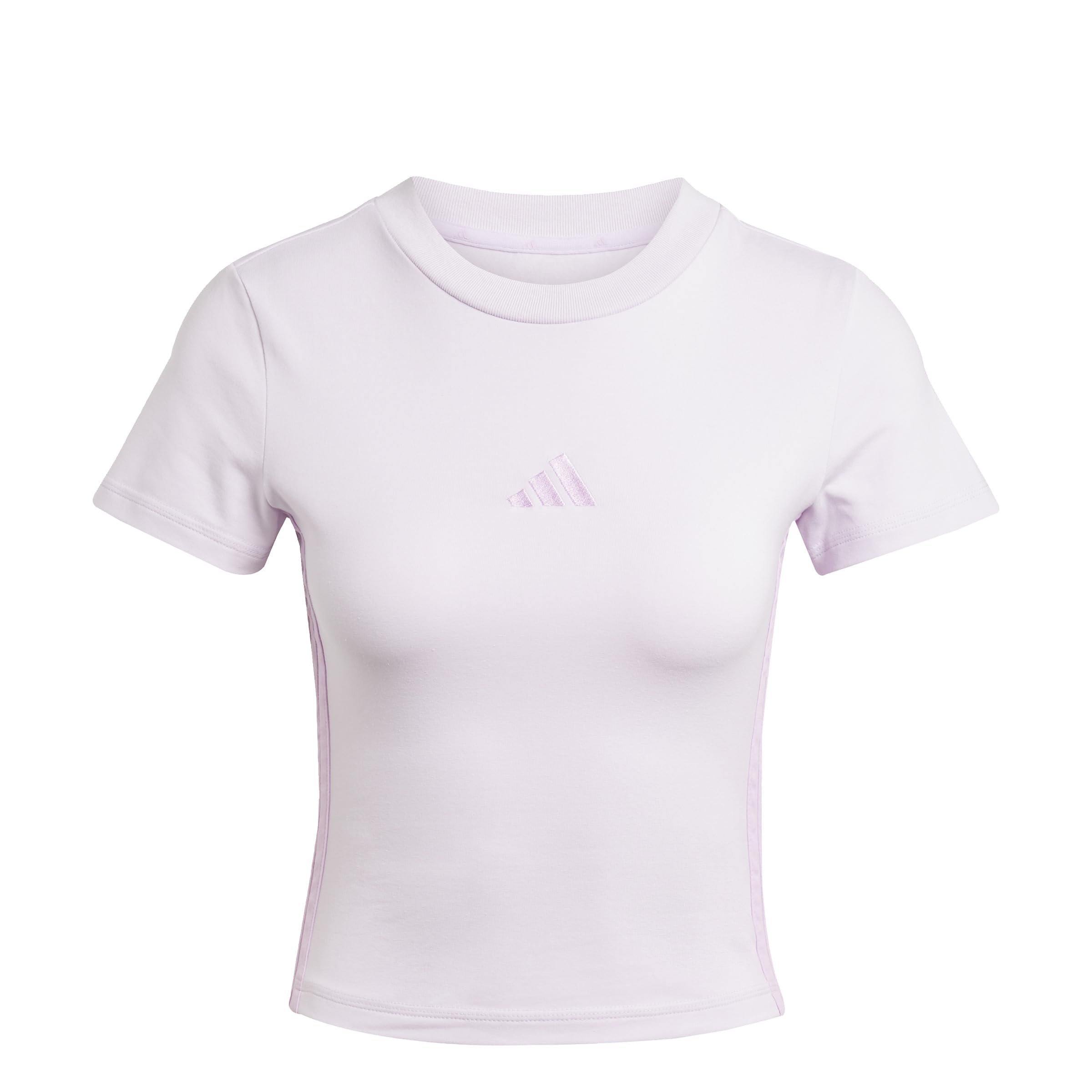 adidas Women's Essentials 3 Stripes Slim Baby T-Shirt, ice Lavender/Bliss Lilac, XL