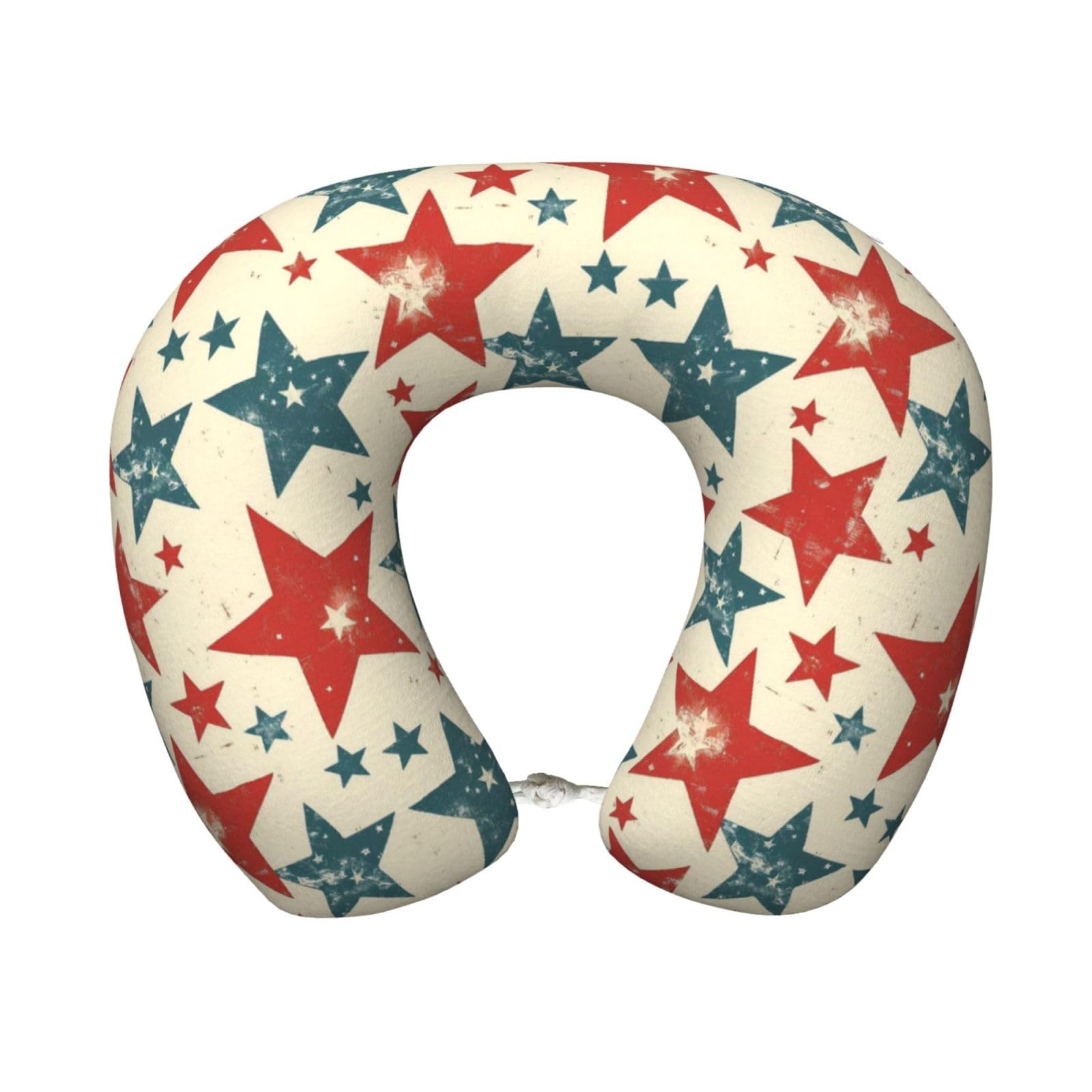 peiyeety American Flag Vintage Print Travel Pillow Memory Foam, Portable Neck Pillow for Airplane, Car and Office