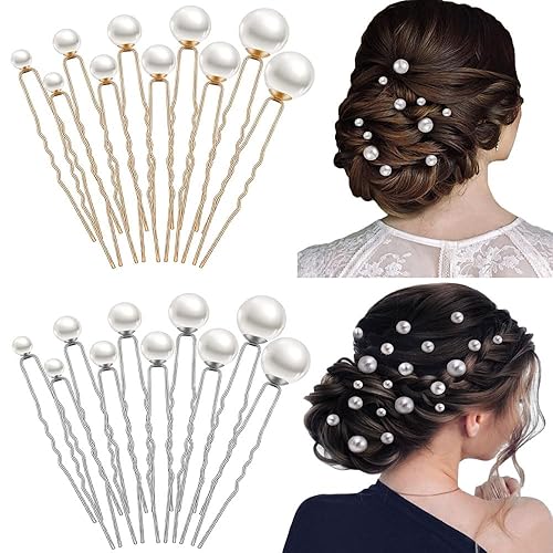 Paquete de 36 horquillas de pelo de perlas nupciales para boda, perlas de rinobarina, horquillas para el pelo en forma de U, horquillas para el disponible en Yaxa El Salvador