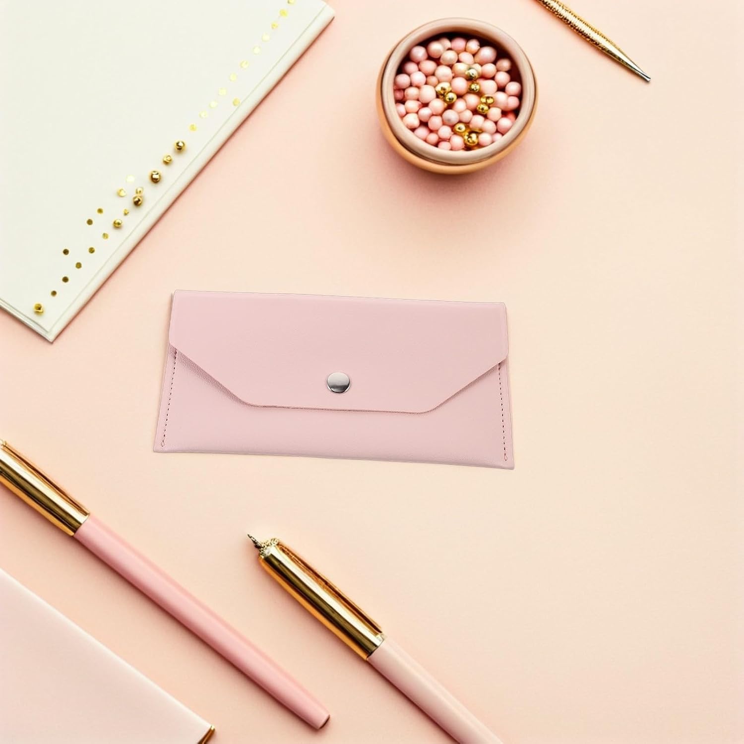 CHILDWEET 2 Pack Pink PU Envelope Cash Wallets for Travel and Leisure image 4