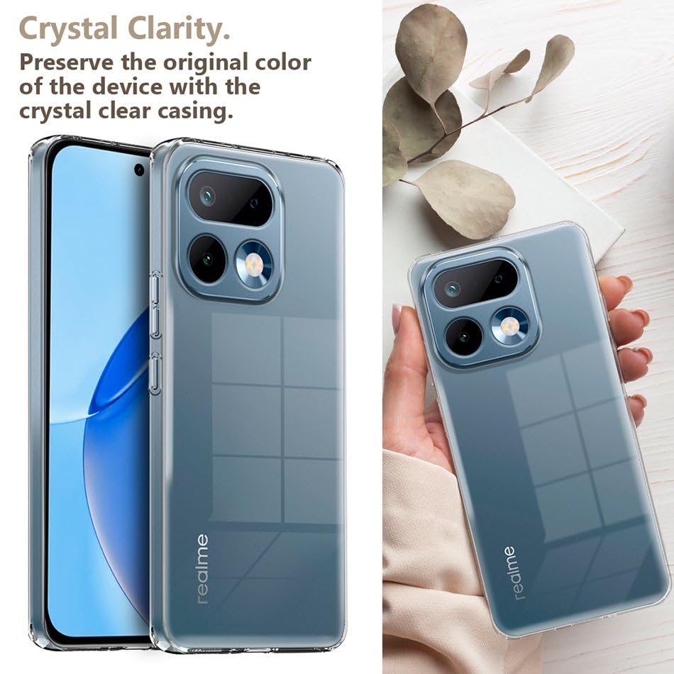 Image of Fashionury Crystal Clear Case for Realme 16 Pro 5G | Yellowing Resistance | Transparent TPU Silicone | Raised Camera Lips | Slim Transparent Cover