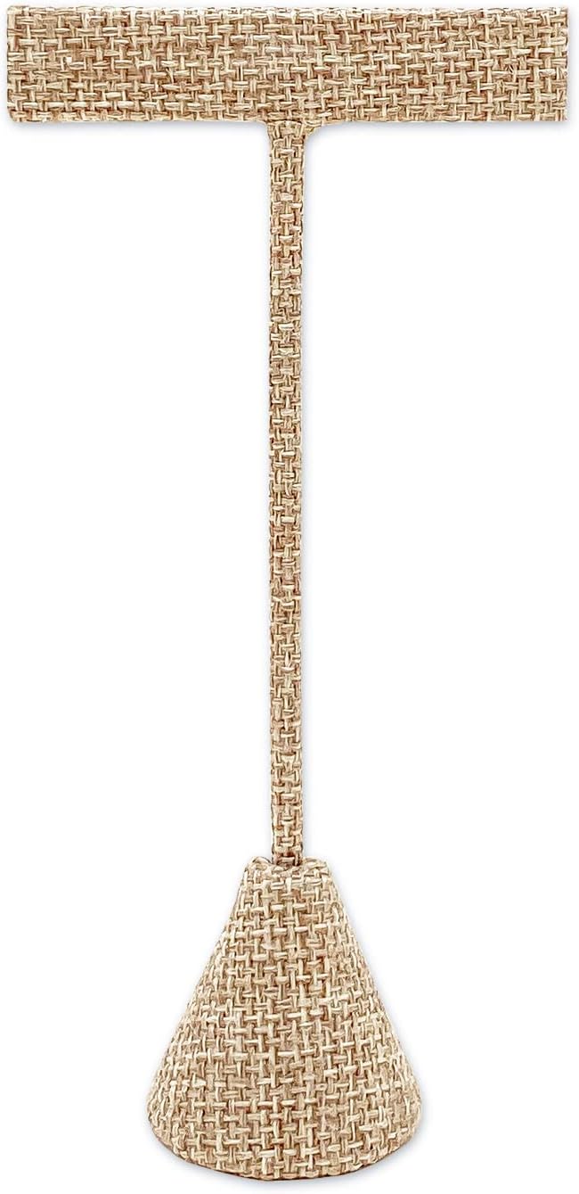 TheDisplayGuys - 5-3/4" T-Bar Jewelry Display Tower - Beige Linen - Earrings Holder/Bracelet Stand (Single) image 2