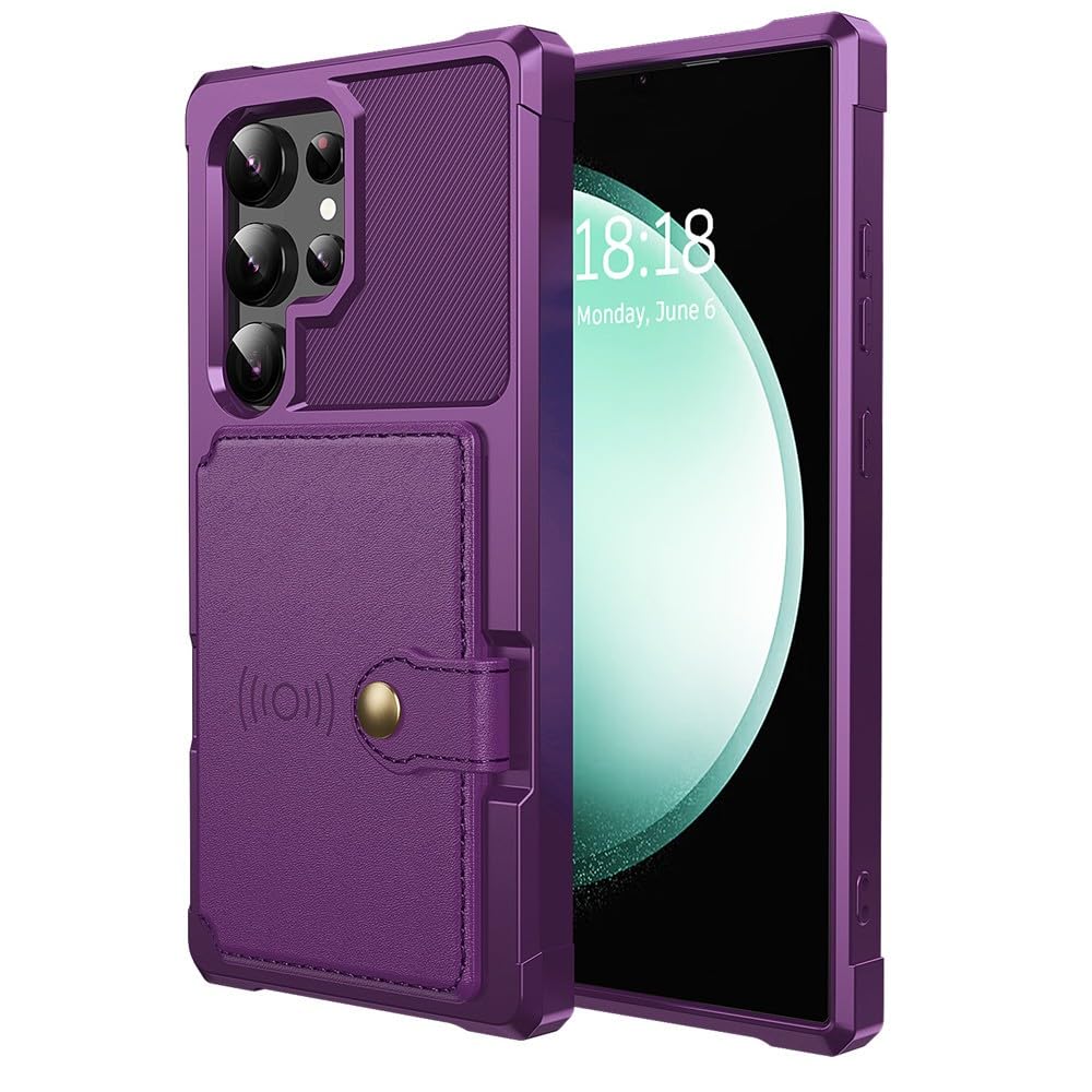Generic Compatible avec Samsung Galaxy S10E (couleur : violet), portefeuille latéral en cuir, coque arrière rigide en silicone