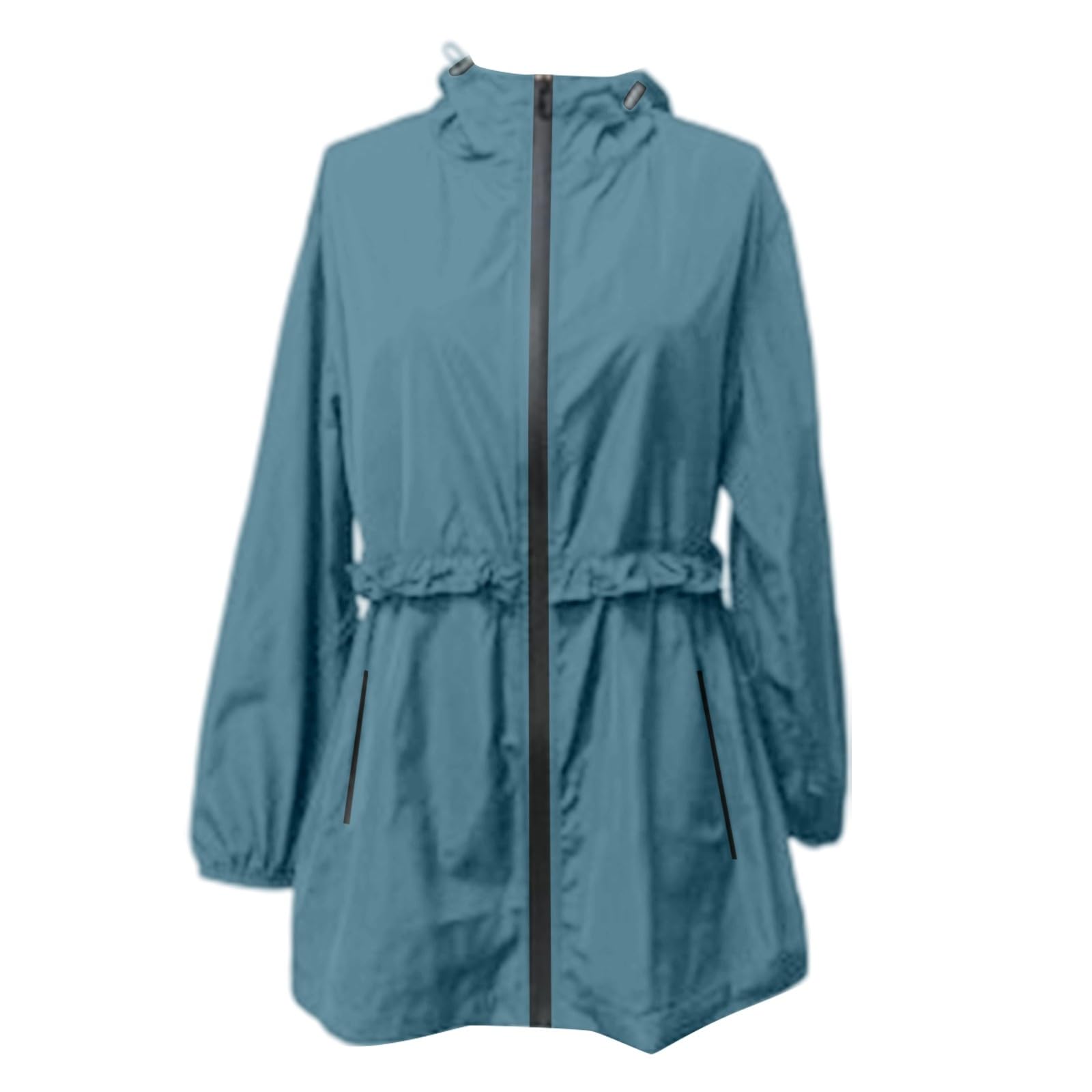 Generisch Poncho de lluvia para mujer, chaqueta para exteriores, chubasquero con capucha para deportes y actividades, cortavientos ligero para todas las condiciones climáticas
