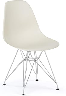 ST003 blanca - Silla metálica y asiento blanco estilo nórdico para comedor, cocina, dormitorio, balcón , terraza interior,habitación juvenil, dormitorio, hostelería. 1 unidad