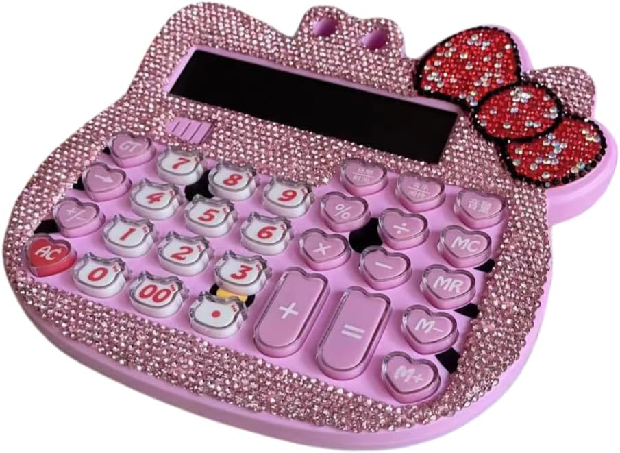 Women Desk Calculator 12 Digit with Large LCD Display and Sensitive Button, Cute Calculators Suitable for Adults and Children, Standard Function for Office, Home, School, Pink