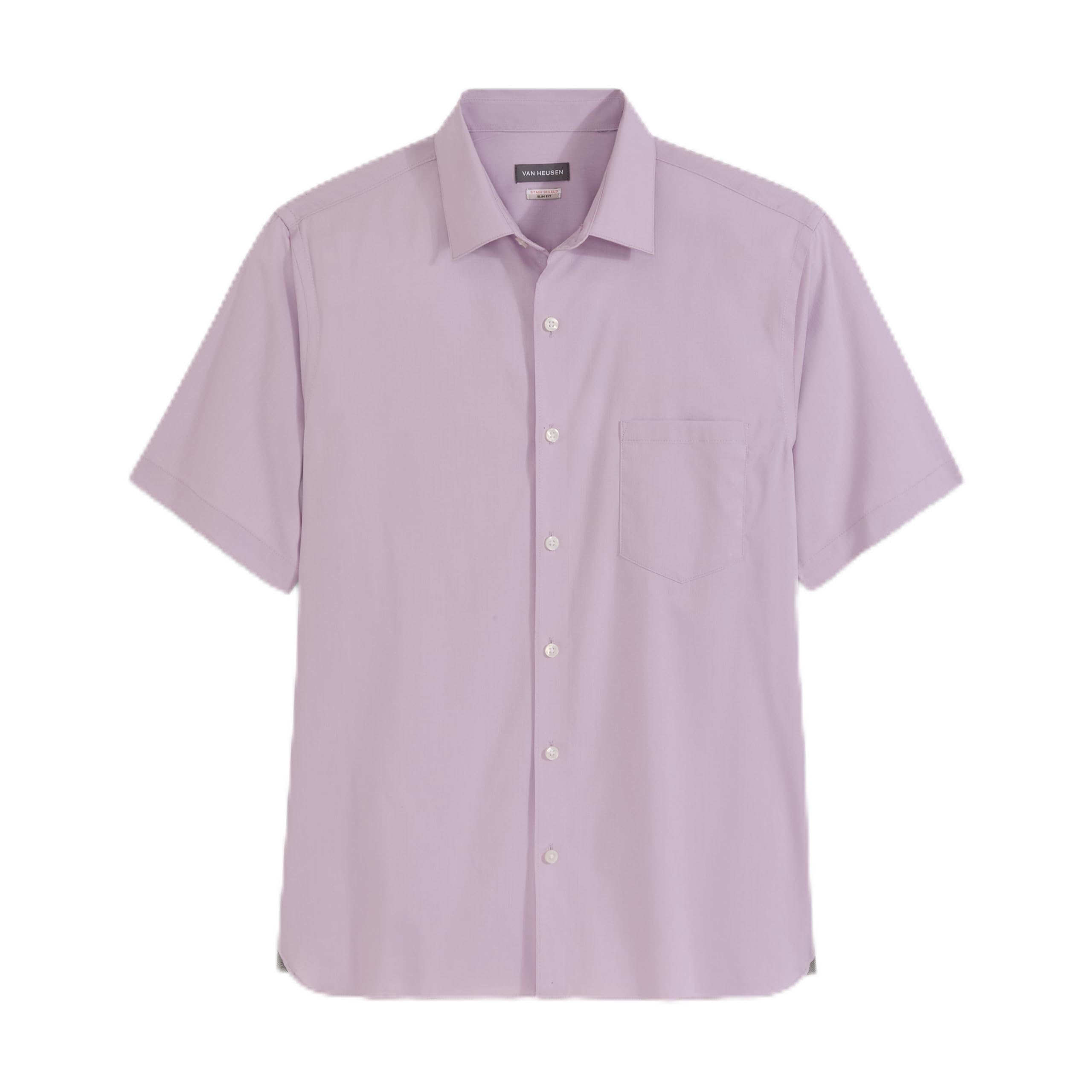 Van Heusen Men's Big and Tall Wrinkle Free Short Sleeve Button Down Shirt, No-Tuck Length, Comfortable Stretch Fabric