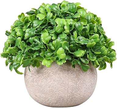 YZZY Faux Greenery Accent with Pulp Pot Mini Artificial Decoration Plant