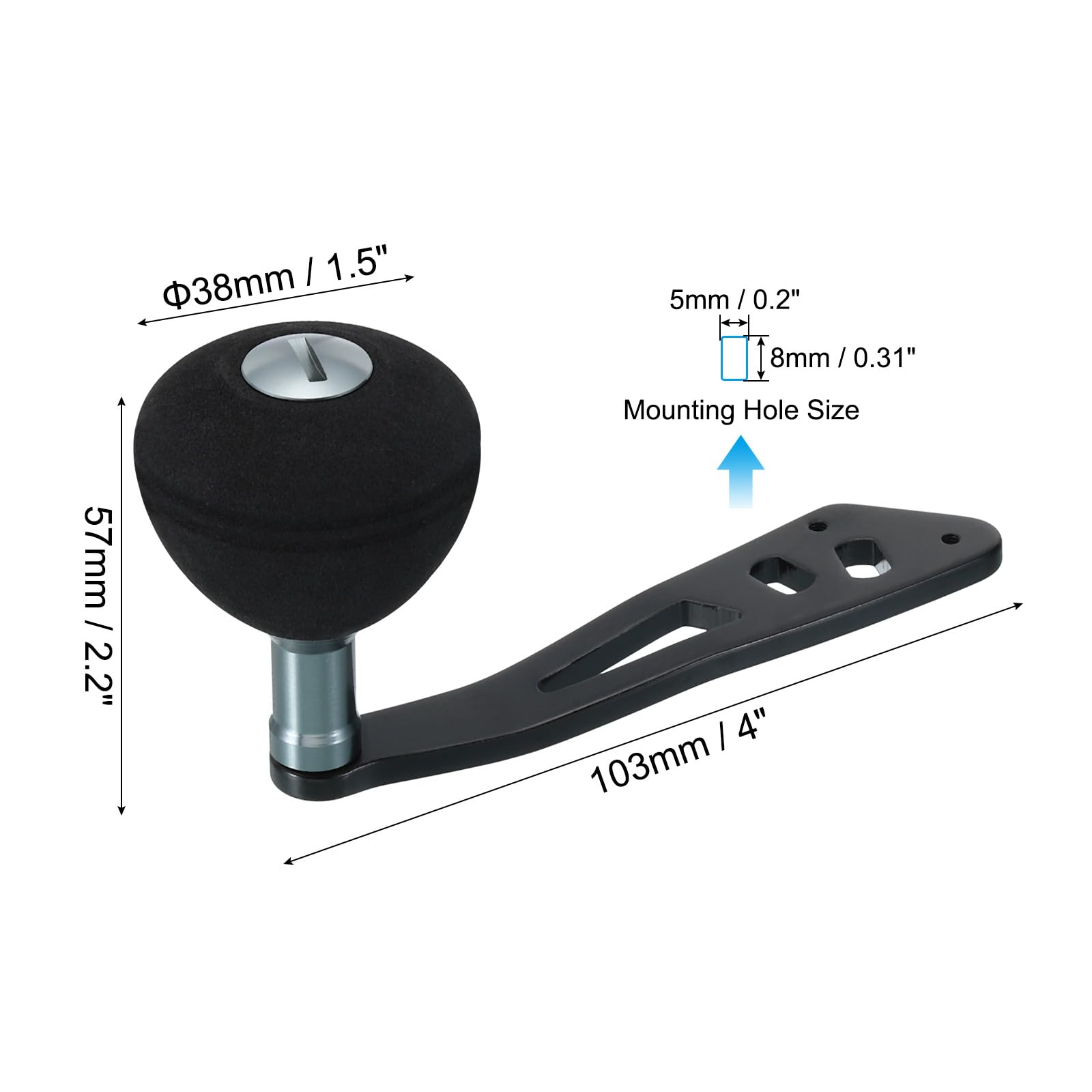 PATIKIL Baitcasting Power Handle - Juego de 3 mangos de carrete de pesca de metal EVA, piezas de repuesto para accesorios de brazo basculante, color negro