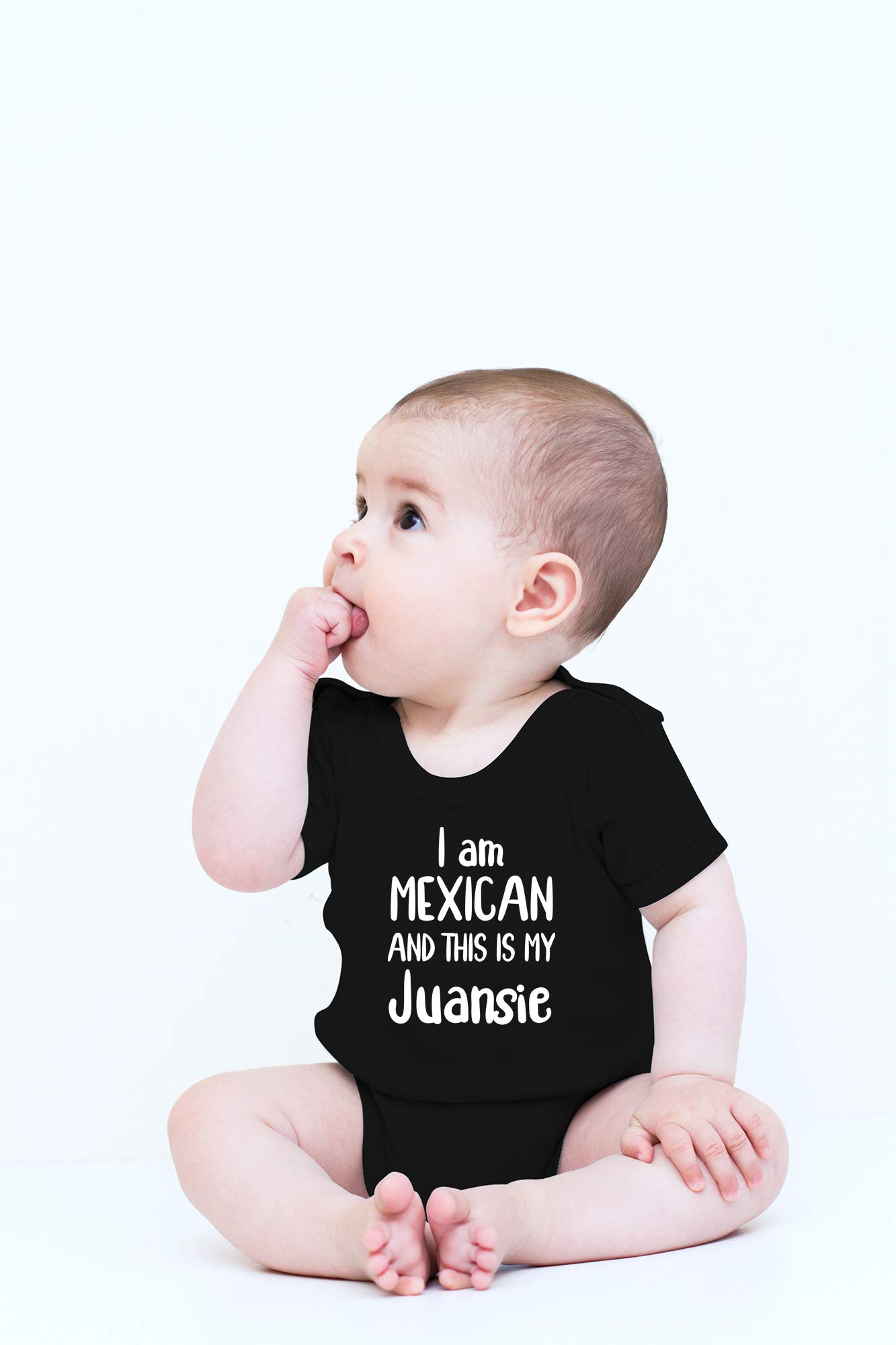CBTwear I Am Mexican And This Is My Juansie Baby Bodysuit Funny Infant Outfit Unisex Humor Clothes (Newborn, Black)