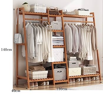 Amazon｜LLLD ハンガーラック 竹の木材衣服掛 クローゼット 竹製