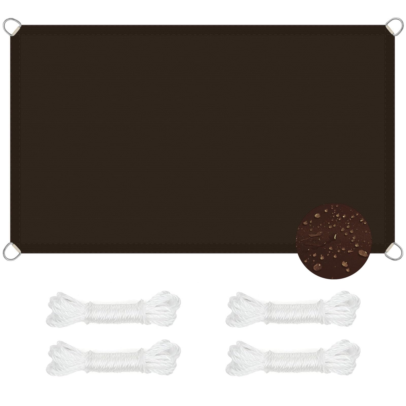 Filet d'ombrage pour jardin et terrasse grand format 4.5 x 6 m en toile marron