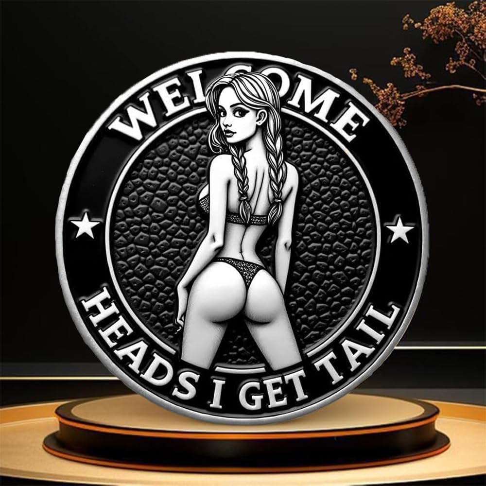 2025 2PCS Heads and Tails Coin, Heads i get Tail Coin,Tails i get Head Coin for Men, Challenge Coins, Lucky Coins, Funny Coins, Funny Prank Gifts, Suitable for Coin Collectors,Gold and silver image 4