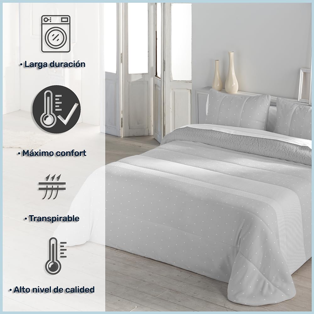 DECASATEXTIL®- Edredón nórdico Borreguito/Sherpa Borreguito de Alta Calidez - Tacto ultrasuave, cómodo, Ligero-Disponible en Varios Modelos. (Cama 120/135/140cm-235x260cm, Kiran Gris)