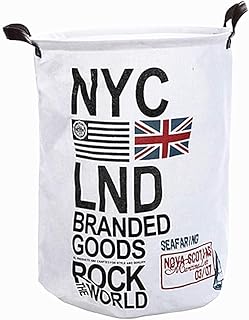 TUANTALL Koszyk do przechowywania z pokrywką, kosz dla niemowląt do przechowywania ubrań niemowlęcych kosz na pranie z płótna