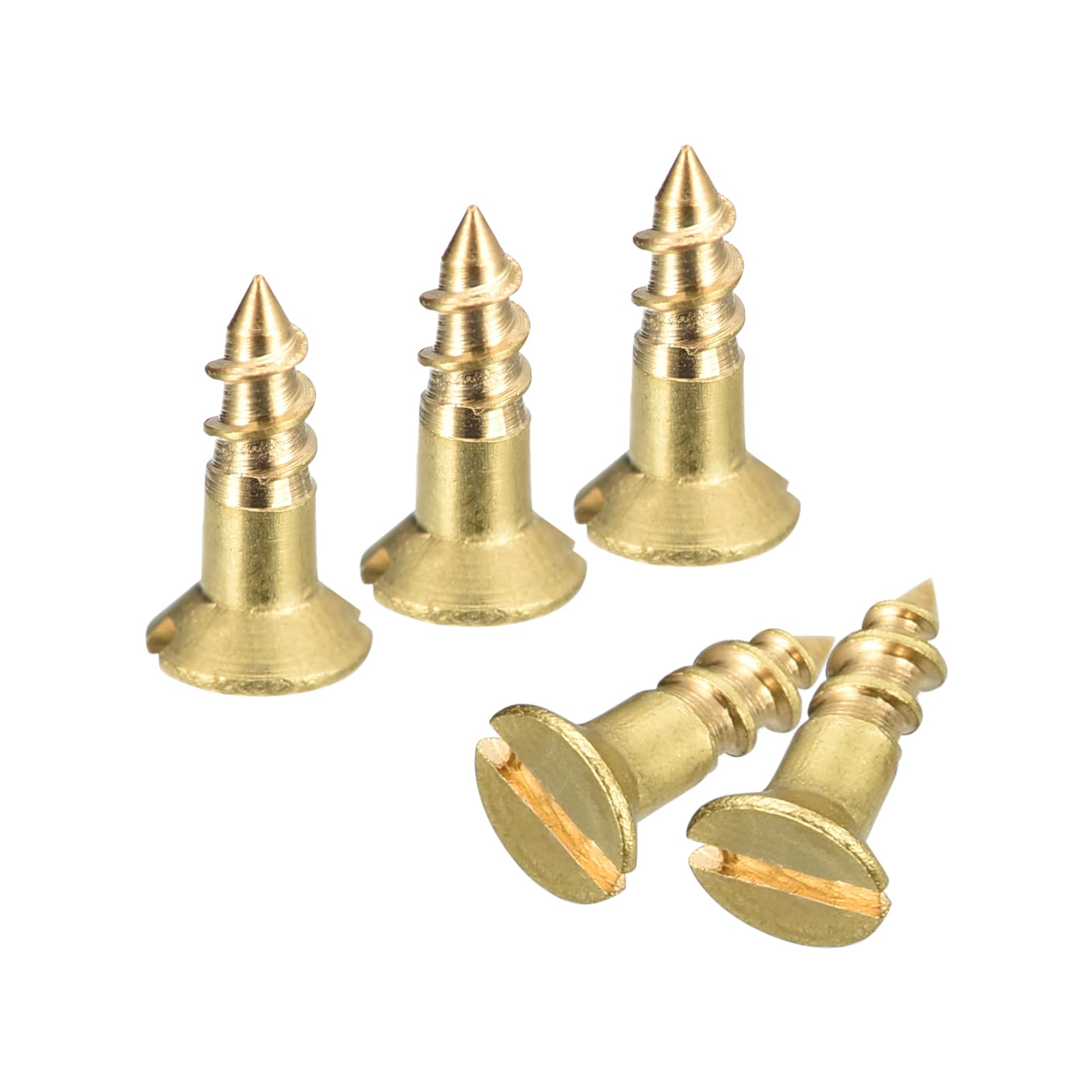 sourcing map Brass Wood Screws, 100Pcs M2.5 x 8mm Slotted Drive Flat Head Self Tapping Screw Countersunk for Woodworking Furniture
