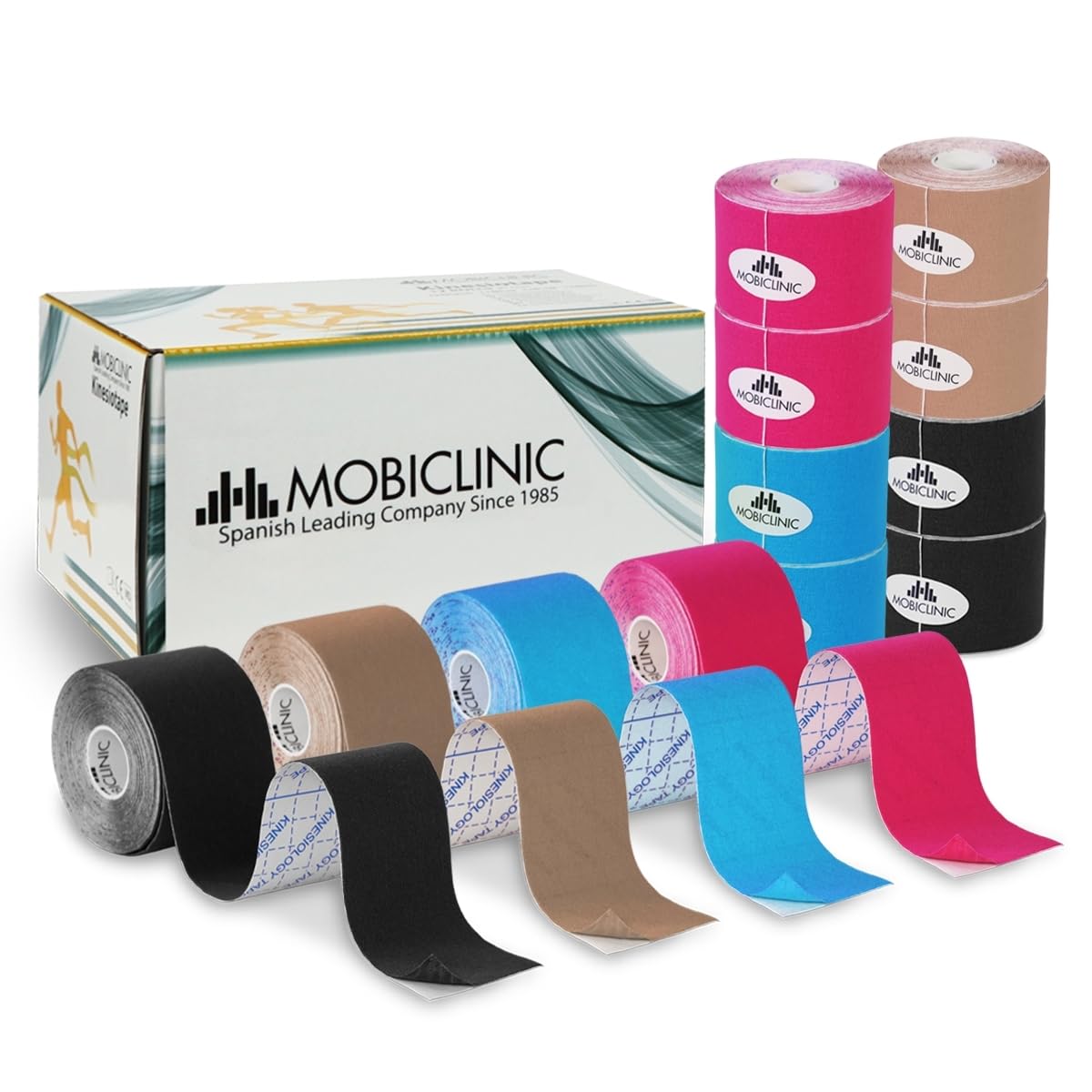 Mobiclinic®, 4 Rolls of Kinesiology Tape, Neurological Tape, Rolls of 5m x 5cm, Sports Tape, Muscle Relaxation