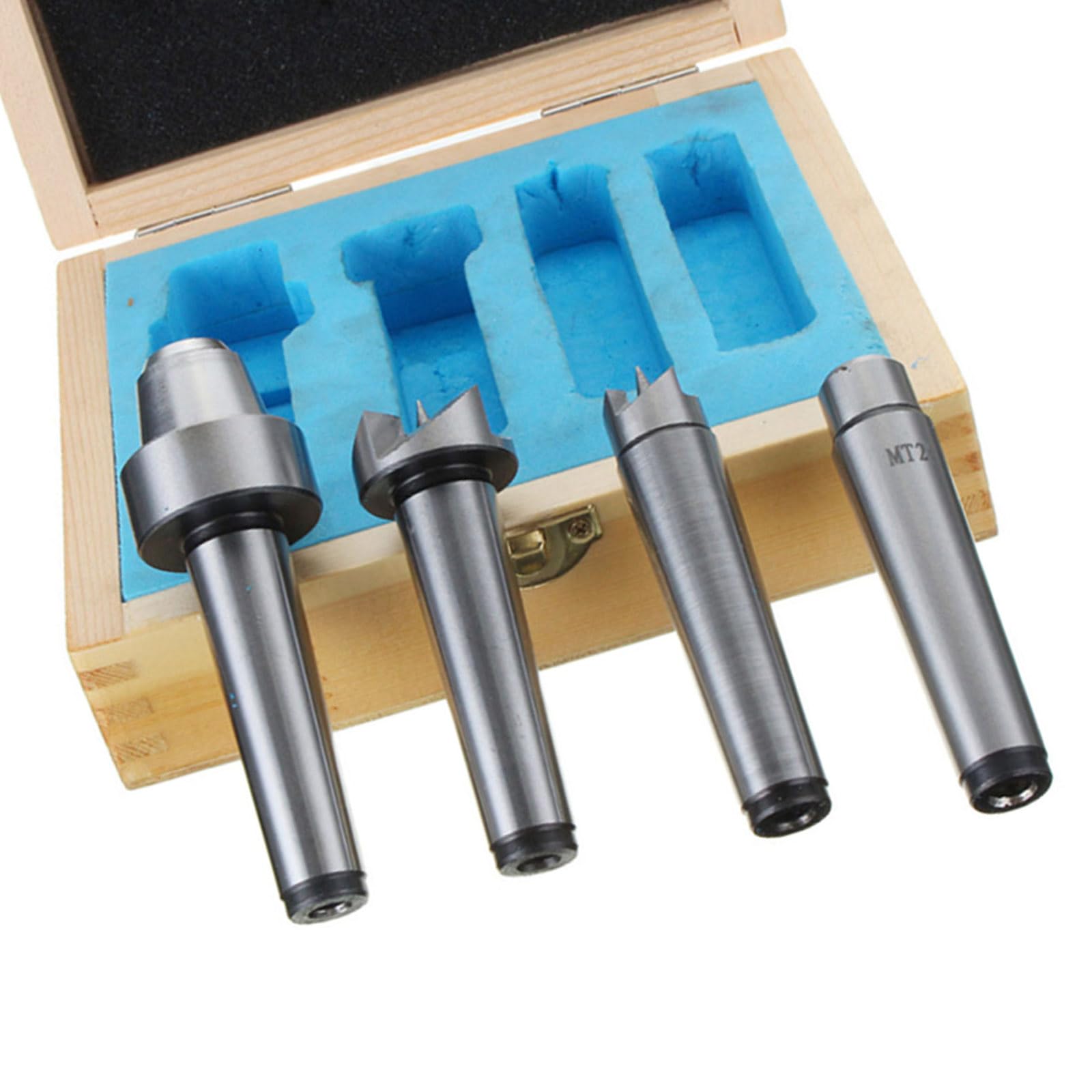 4Pcs MT2 Wood Lathe Turning Tool Spur Live Center Set Taper Tool for Wood Metalworking Bored Tailstock Lathe Milling Woodworking