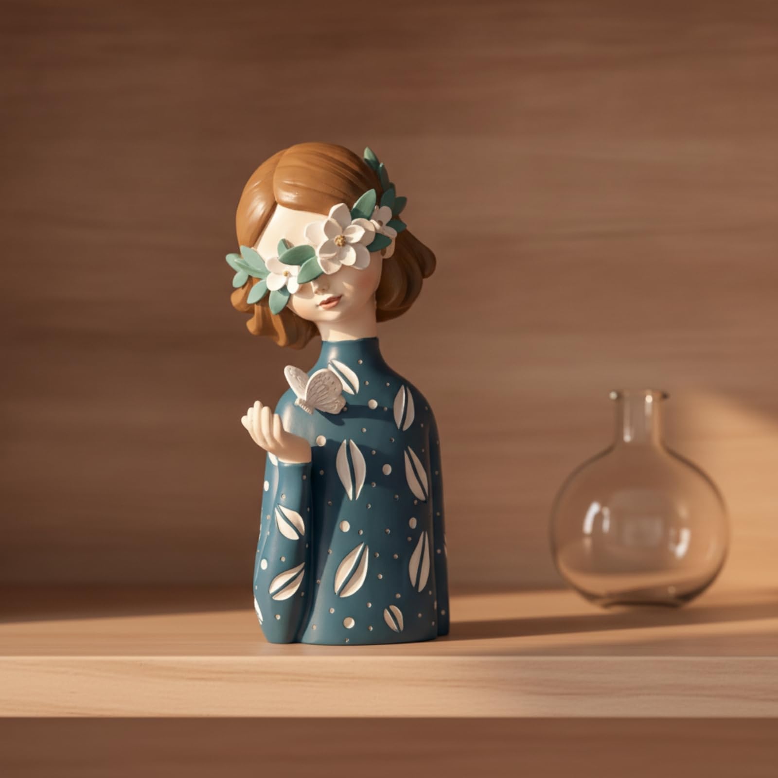 Baoblaze Busto Niña Elegante Figura Resina | Busto con, Artística, Estatua, para Dormitorio,