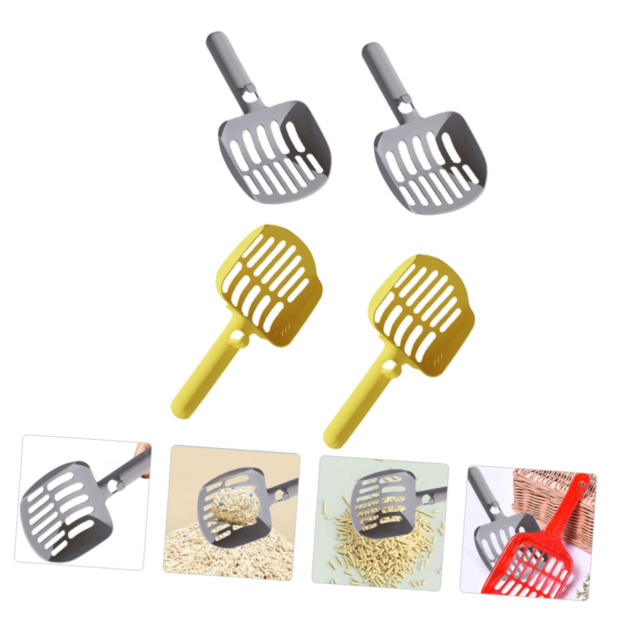 Pala para Arena de Gato, 4 Uds. Palas de Arena Antideslizantes, for Gatos Grande, portátil, Material Resistente for rascar