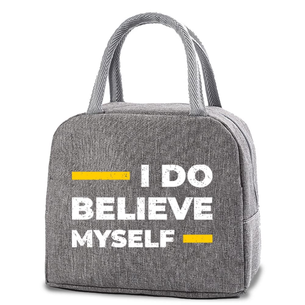 Insulated Lunch Bag Tote Bag for Women Wide Open Insulated Cooler Bag Water-Resistant Thermal Leak-Proof Lunch Organizer for Men Girls Children Outdoor Picnic Work (I Do Believe Myself)
