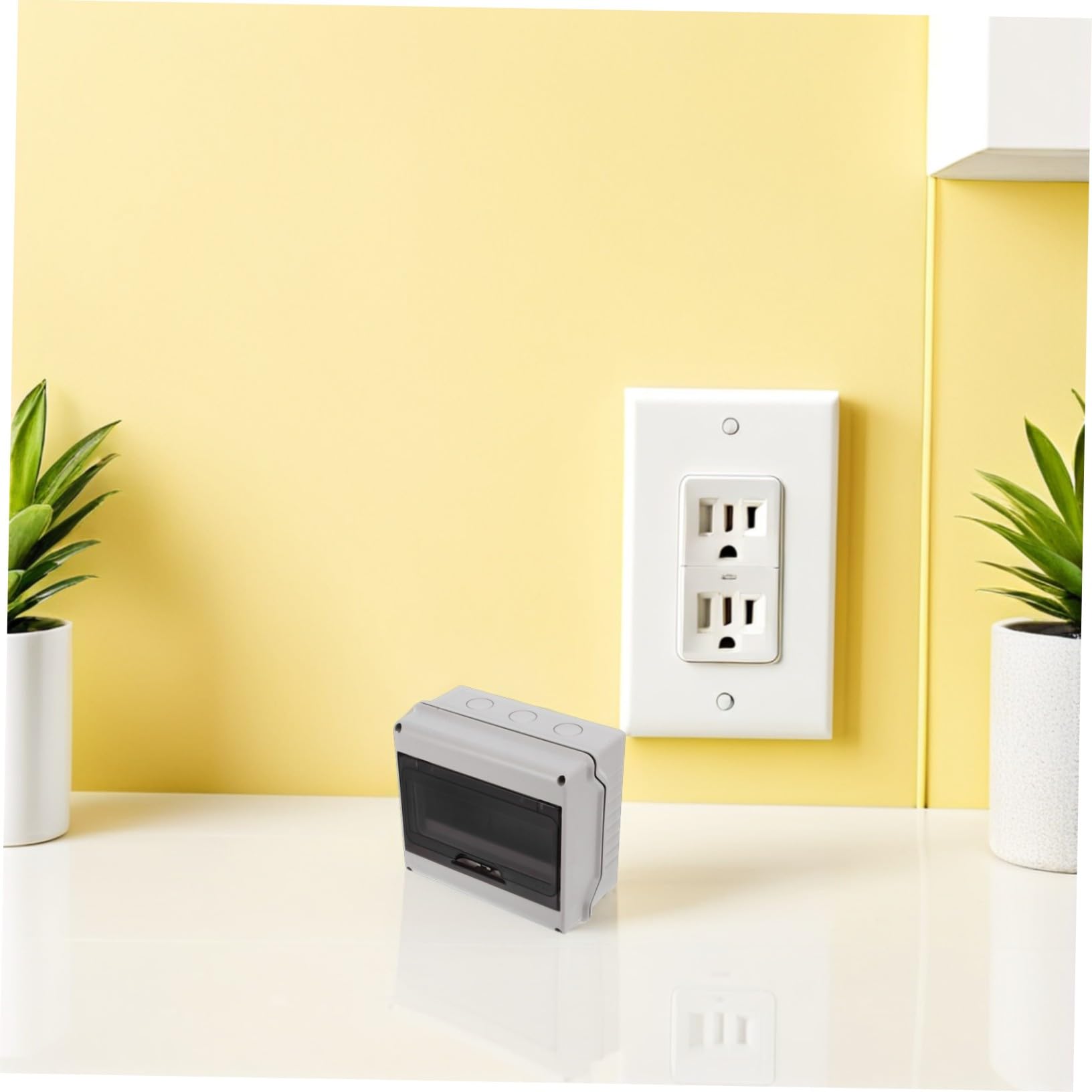 WOONEKY 2 Piezas Caja Eléctrica Estanca Vías con Ventana Transparente y Carril Din Caja de Distribución para Exterior con Protección contra Humedad y Fácil Mantenimiento de Unidades