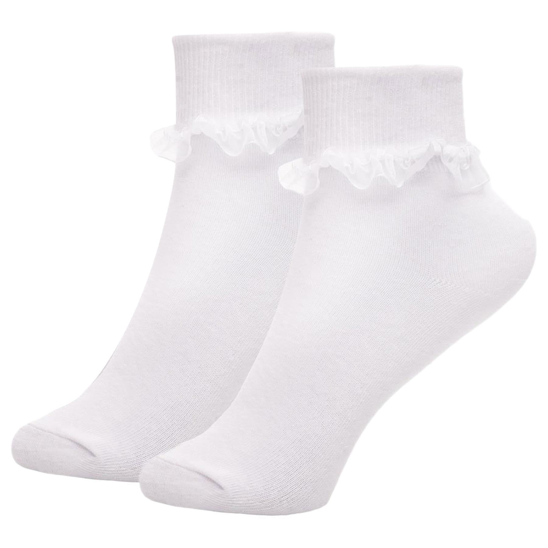 A2Z 4 Kids Lot de 6 paires de chaussettes à volants en dentelle avec bordure en dentelle délicate, parfaites pour habiller les fêtes scolaires et le quotidien, matériau doux et durable
