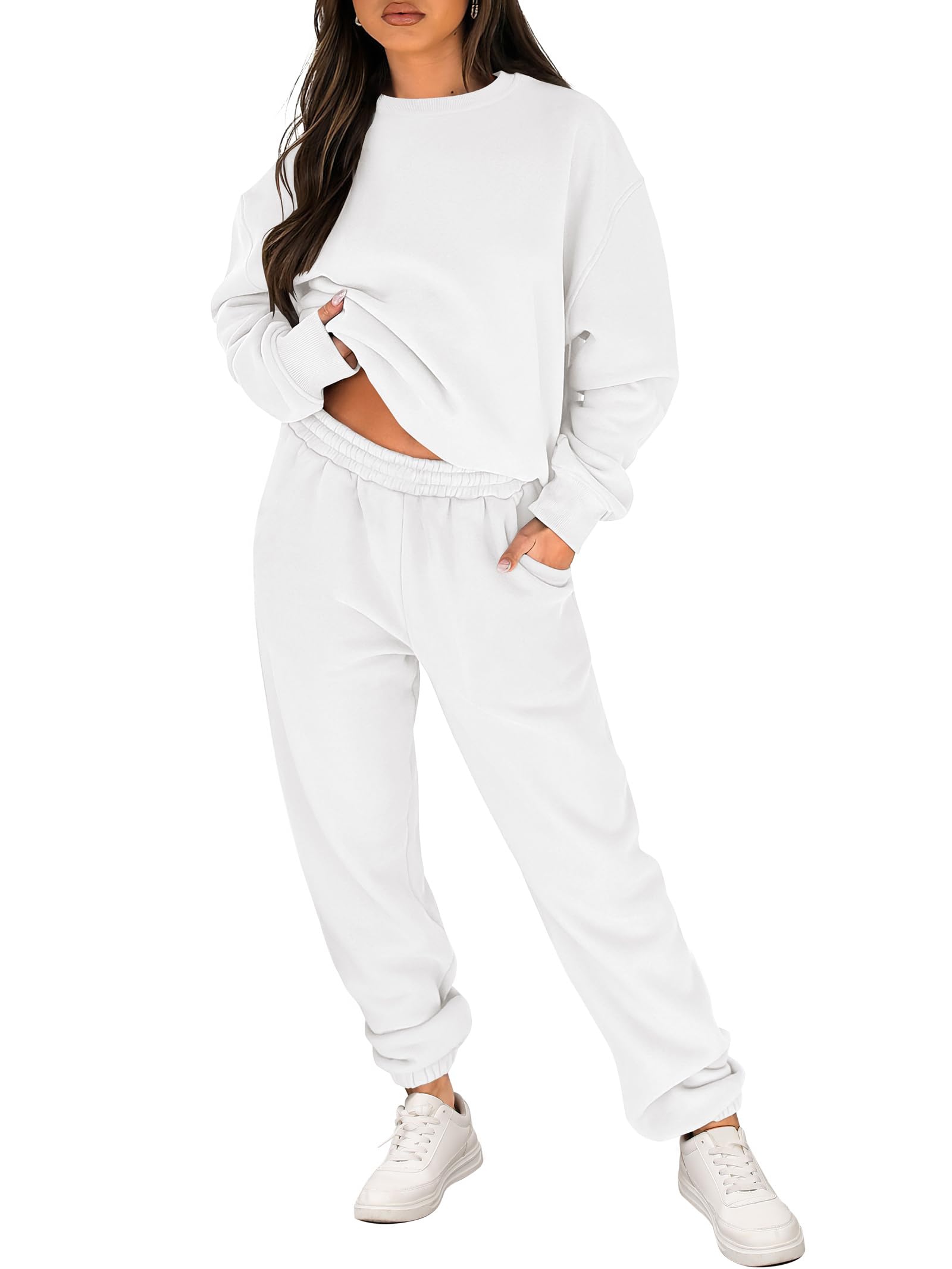 ANRABESS Women's Two Piece Outfits Lounge Set Long Sleeve Crewneck Sweatshirt Jogger Pants Tracksuit Sweatsuit 2024 Fall Sets