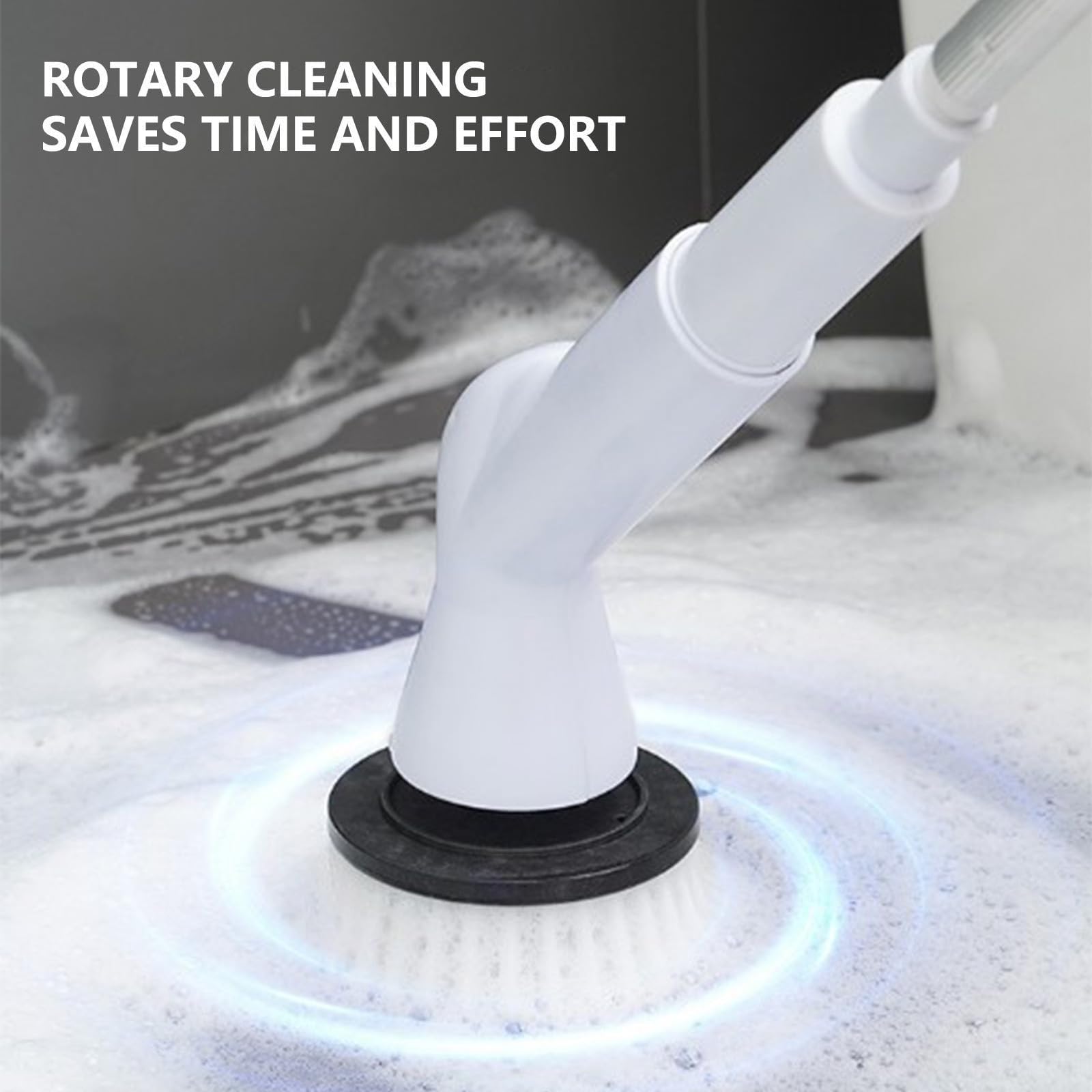 Fregadora De Pisos Giratoria Eléctrica, Con 5 Cabezales De Cepillo Reemplazables Y Mango De Extensión Ajustable, Fregadora De Limpieza De Ducha Inalámbrica Eficiente For Azulejos De Piso De Cocina De
