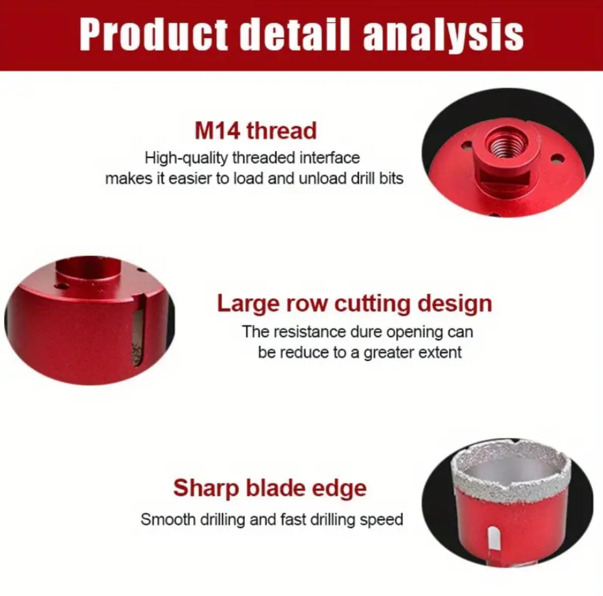 Diamond Drill Bit Brazed Core, Hole Saws, Diamond Drill Bits for Porcelain Tiles DIY Projects, and Construction Installation (40mm) - Image 4