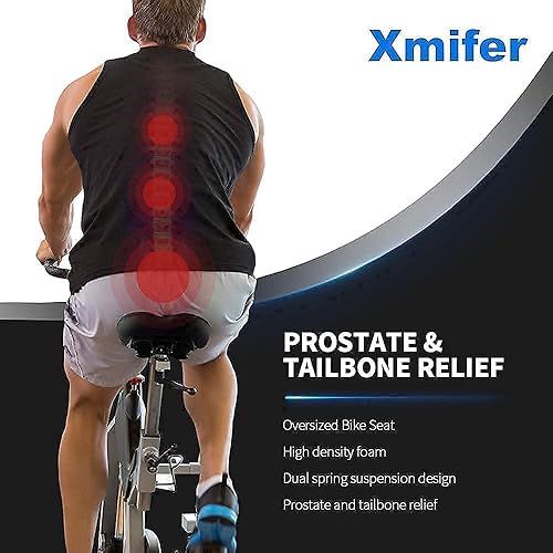 Miniatura 8 de Xmifer Asiento de bicicleta de gran tamaño, cómodo asiento de bicicleta de repuesto universal, asiento de bicicleta de cuero impermeable con espuma