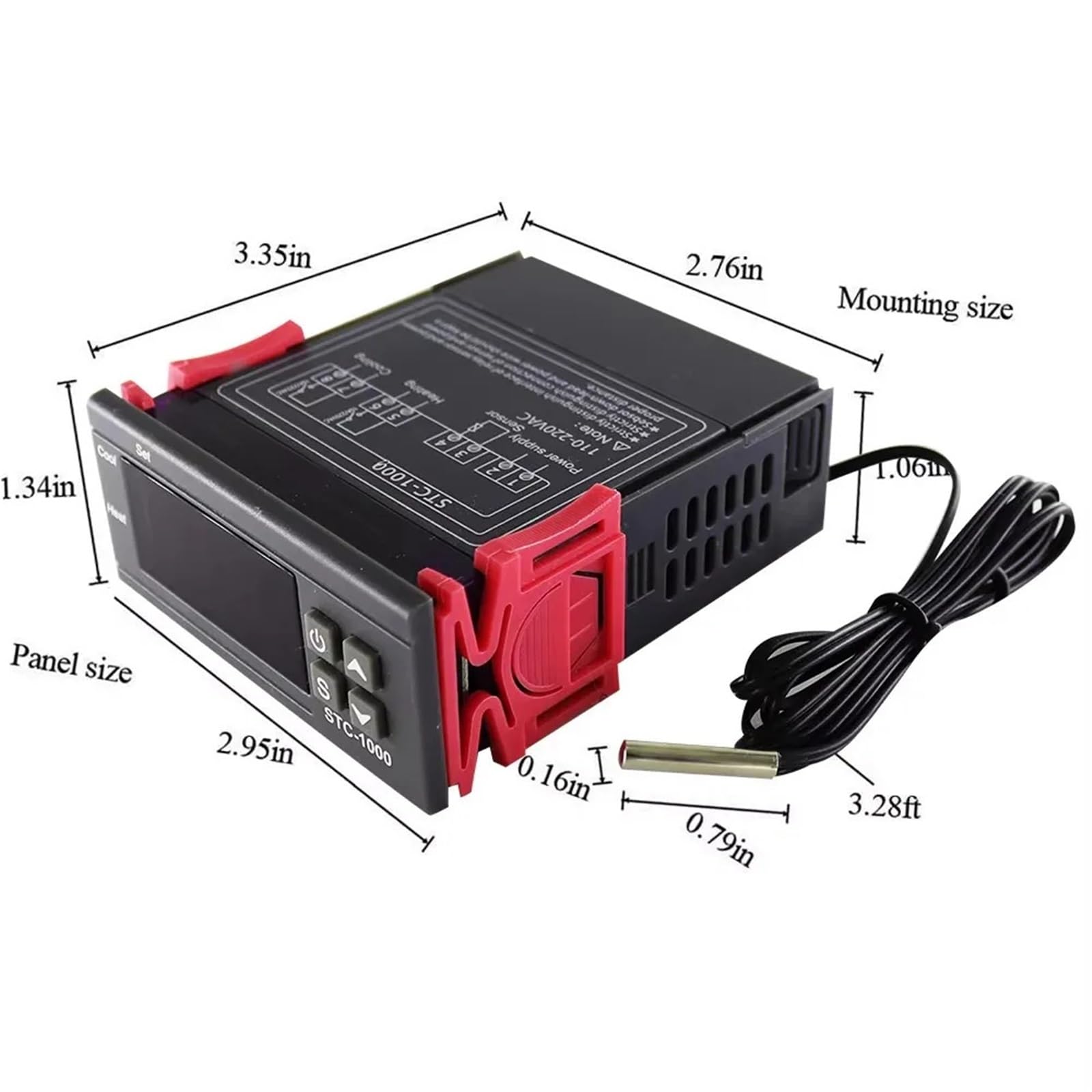 1 pz STC-1000 220 V Regolatore di temperatura digitale a LED for riscaldamento e raffreddamento Termostato centigrado 2 uscite relè con sonda sensore NTC 12 V(AC 110-220V)