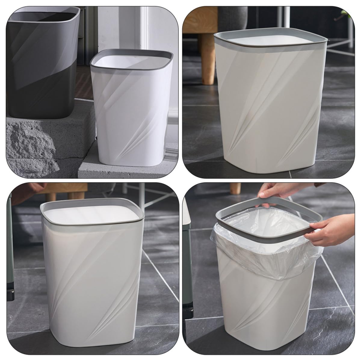 Cestino per Rifiuti da Ufficio Creativo in Plastica Abs 12l, Pattumiera Multiuso per Camera da Letto e Bagno, Contenitore per Carta e Rifiuti Domestici Design Semplice e Capacità