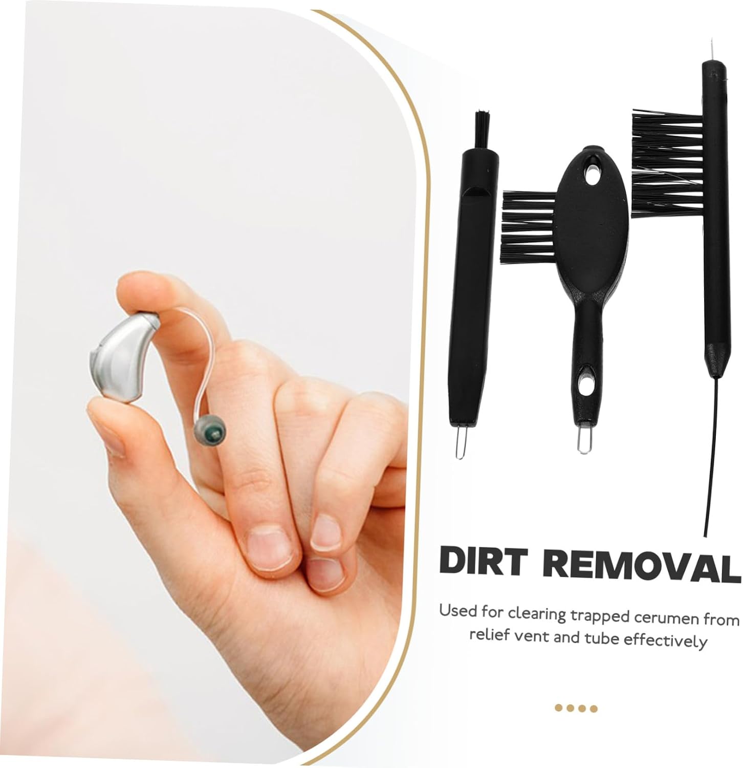3Pcs Hearing Aid Cleaning Brush with Non-Slip Handle Tube Brush for Earwax and Debris Removal Multi-Functional Hearing Aid Cleaner Tools for Maintenance and Care