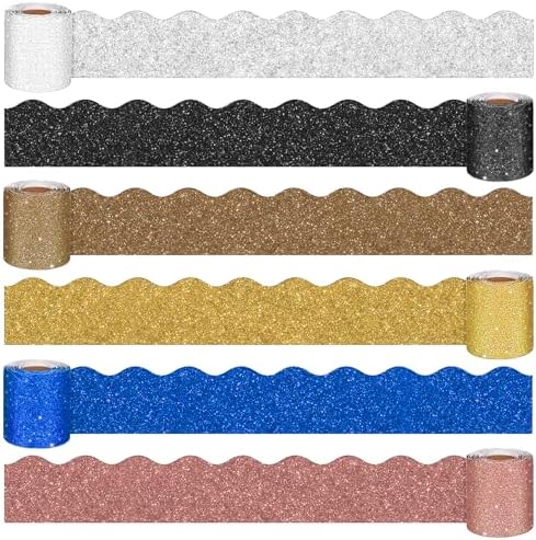 Board Decor Classroom Bulletin Board Borders 6-Roll Set - 196ft Colorful Scalloped Trim With 200 Glue Dots Scalloped Classroom Borders - View #9