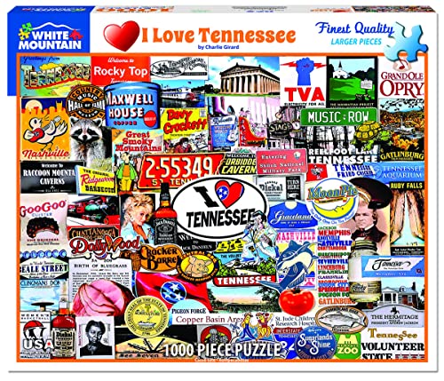 White Mountain Rompecabezas de 1000 Piezas I Love Tennessee, Piezas Grandes, Regalo para Adultos y Familia, 24"x30" miniatura 1