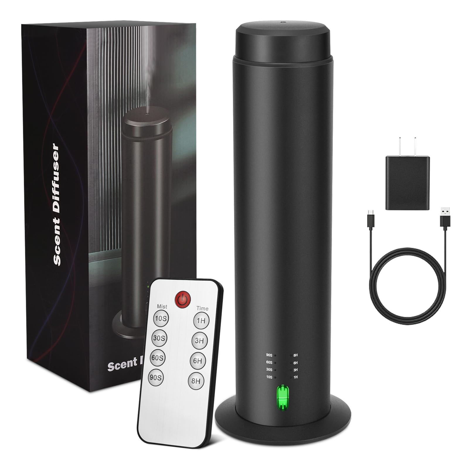 Difusor de aceites Esenciales sin Agua para hoteles, Casas Enteras, Habitaciones Grandes, oficinas, hogar, 200 ml, Gran Capacidad, Alcance de 135 m². (Negro)