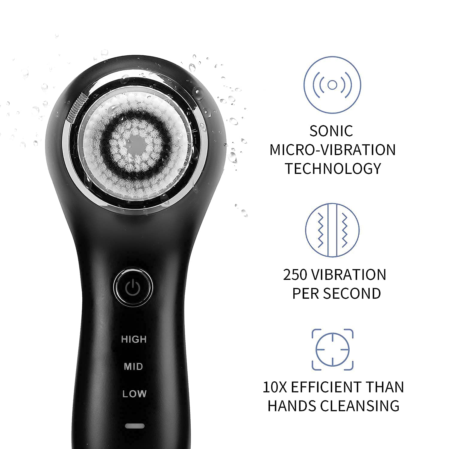 COSBEAUTY Facial Cleansing Brush Face Gentle Exfoliator Deep Cleansing Brush Face Massaging with Smart Timer, Wireless Rechargeable, 3 Speeds Adjustment (Black) : Beauty & Personal Care
