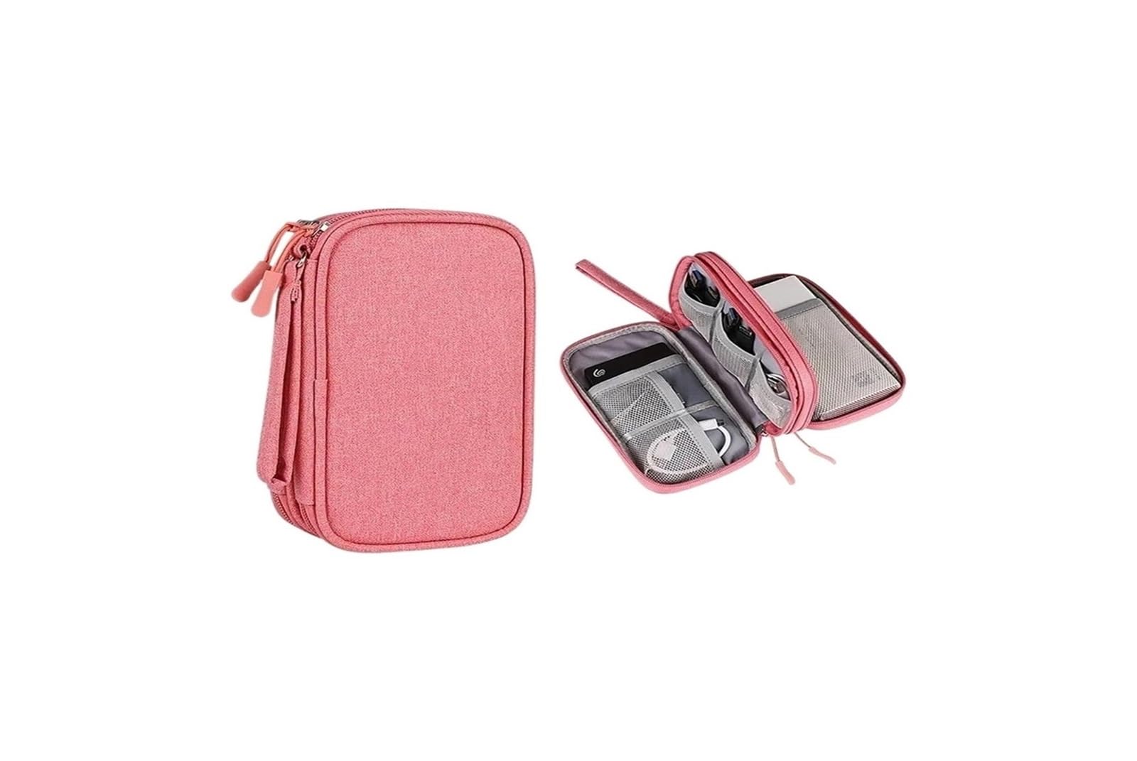 Torba na akcesoria elektroniczne, 2 szt. Podróżny organizer do przechowywania kabli Etui przenoszenia Dwuwarstwowe torby na przewód(Color 2)