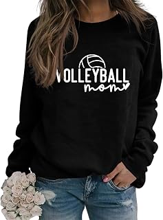 Volleyball Mom Sweatshirt Volleyball Graphic Shirt Women Long Sleeve Crewneck Pullover Tops Sport Mama Sweatshirt